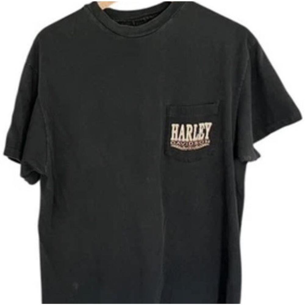 VINTAGE 90s HARLEY-DAVIDSON POCKET Single Stitch T-shirt Stratford CT Large 2070